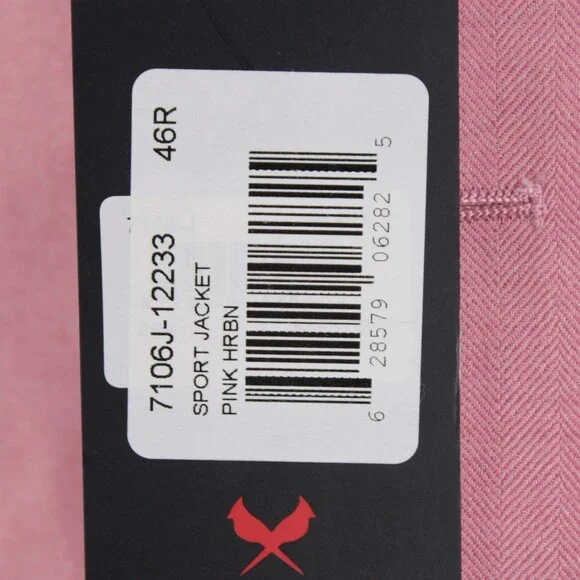 Cardinal of Canada NWT Wool / Silk Sport Coat Size 46R US In Pink Herringbone